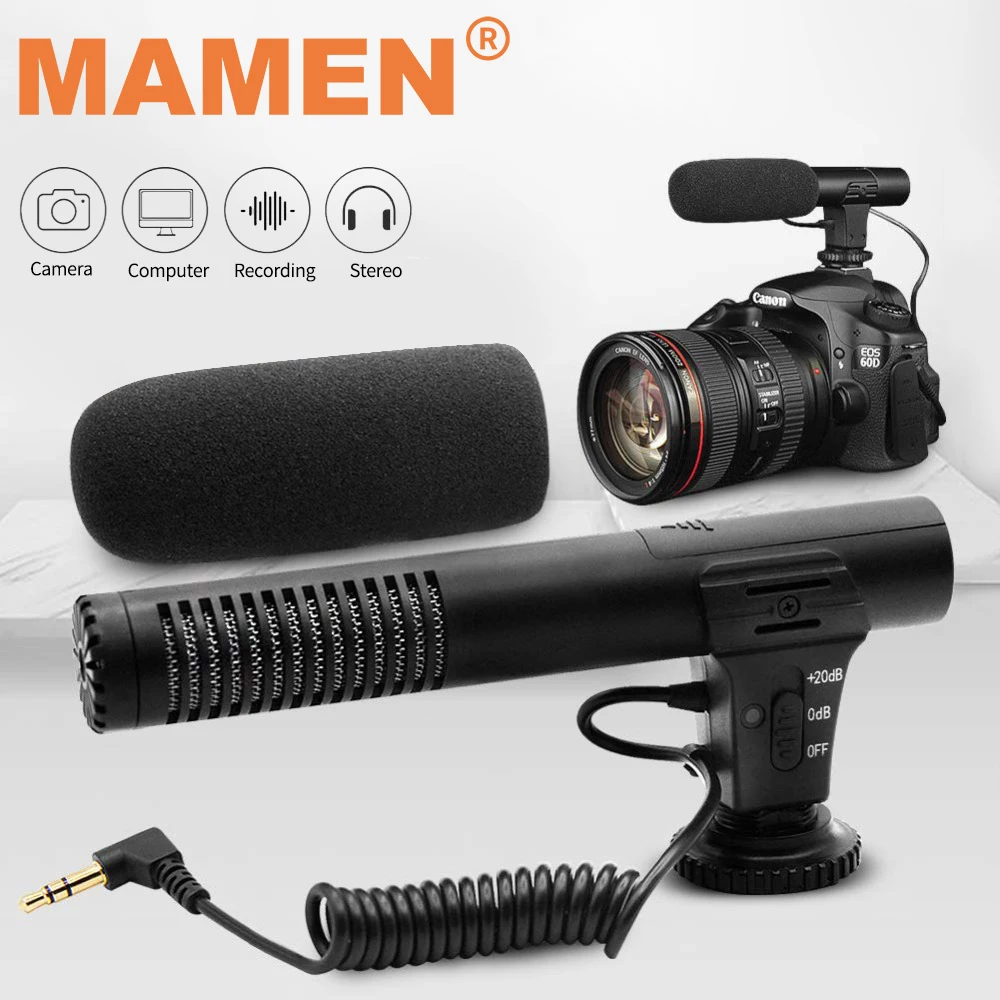 MAMEN 3.5mm Audio Plug Professional Recording Microphone Condensador For Camera DSLR Digital Video Camcorder VLOG Microfone
MAMEN 3.5mm Audio Plug Professional Recording Microphone Condensador For Camera DSLR Digital Video Camcorder VLOG Microfone