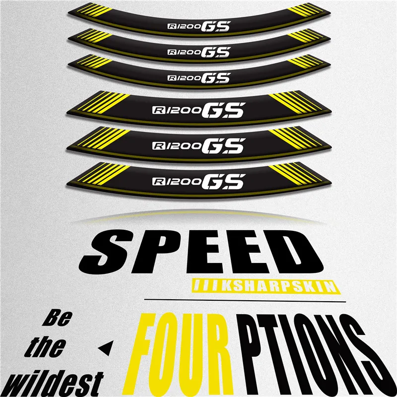 Creative 8X motorcycle tire stickers personalized reflective decorative decals fashion wheel foil for BMW R1200GS
Creative 8X motorcycle tire stickers personalized reflective decorative decals fashion wheel foil for BMW R1200GS