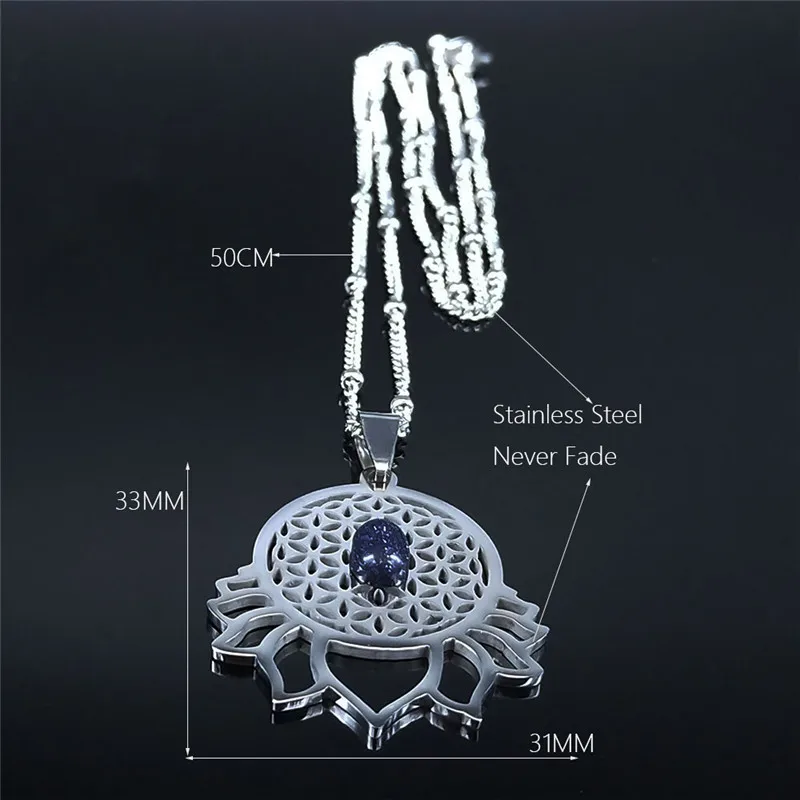 Lotus Yoga Flower of Life Stainless Steel Natural Stone Charm Necklaces Silver Color Necklace Jewelry collares de mujer NXS04
Lotus Yoga Flower of Life Stainless Steel Natural Stone Charm Necklaces Silver Color Necklace Jewelry collares de mujer NXS04