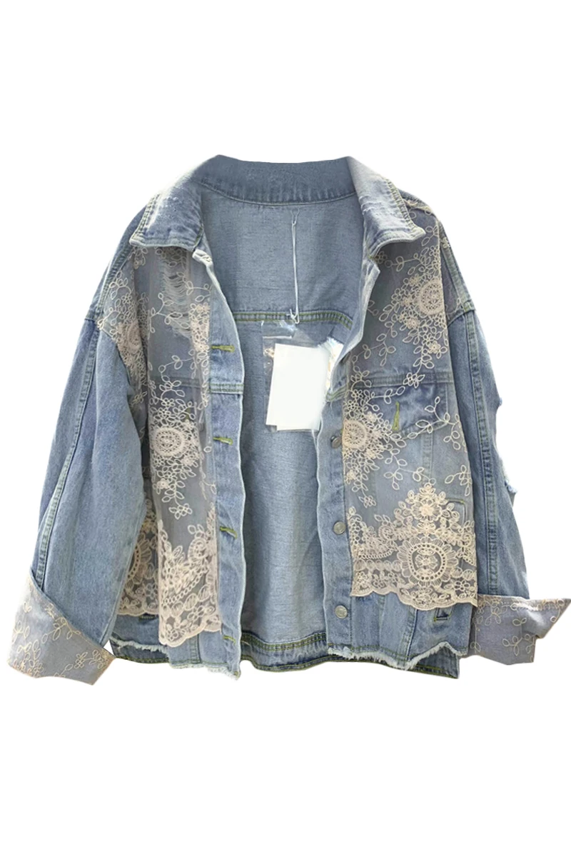 Vintage Lace Embroidered Jeans Coat Women's 2020 Autumn New Short Loose Casual Long-Sleeved Upper Garment Ladies Denim Jackets
Vintage Lace Embroidered Jeans Coat Women's 2020 Autumn New Short Loose Casual Long-Sleeved Upper Garment Ladies Denim Jackets