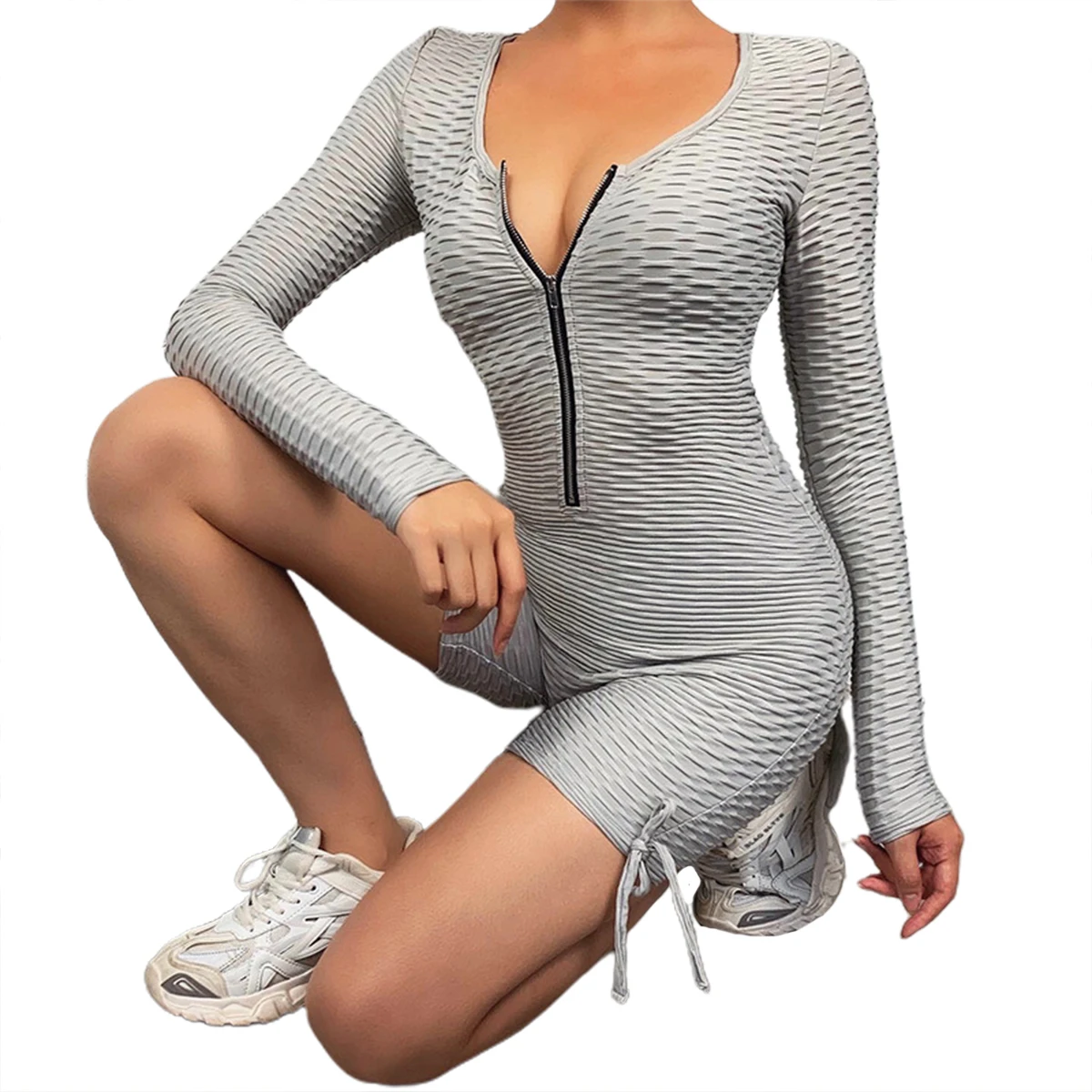 Women's Long-sleeved Sports Jumpsuit Fashion Zipper High-waist Lace Short Pants Summer New Slimming Jumpsuit
Women's Long-sleeved Sports Jumpsuit Fashion Zipper High-waist Lace Short Pants Summer New Slimming Jumpsuit