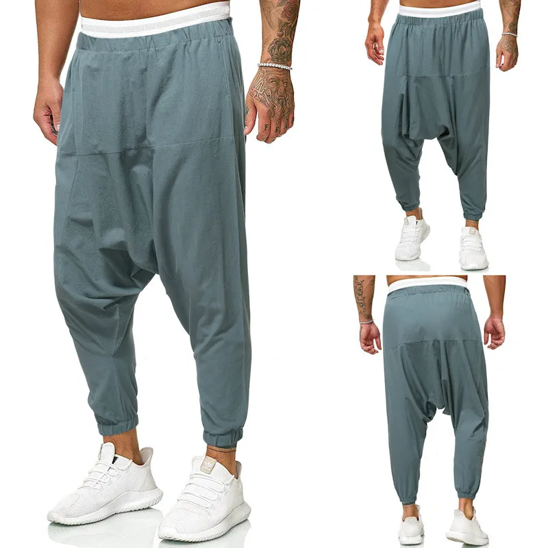 2020 Mens Streetwear Cotton Linen Cross-Pants Men Baggy Solid Black Harem Pants Male HipHop Joggers Trousers Man Wide Legs Pants
2020 Mens Streetwear Cotton Linen Cross-Pants Men Baggy Solid Black Harem Pants Male HipHop Joggers Trousers Man Wide Legs Pants