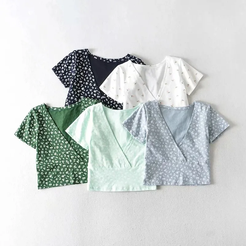 2021 New Summer Ladies V-Neck Short-sleeved Short Top Women's Small Print Cross Short-sleeved Sexy Leaky T-shirt Crop Top Shirt
2021 New Summer Ladies V-Neck Short-sleeved Short Top Women's Small Print Cross Short-sleeved Sexy Leaky T-shirt Crop Top Shirt