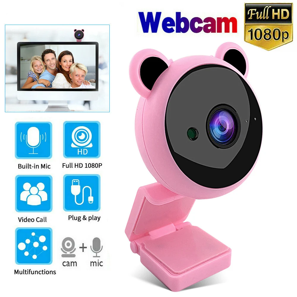 Cute Panda 1080P HD Webcam Web Camera Built-in Microphone Auto Focus Webcam Full HD 1080p Camara For Video Conference
Cute Panda 1080P HD Webcam Web Camera Built-in Microphone Auto Focus Webcam Full HD 1080p Camara For Video Conference