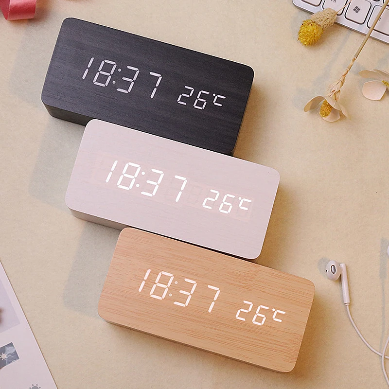 Clocks LED Wooden Alarm Clock Table Voice Control Digital Wood Electronic Clock Alarm Clock Desktop Table Decor Despertador
Clocks LED Wooden Alarm Clock Table Voice Control Digital Wood Electronic Clock Alarm Clock Desktop Table Decor Despertador