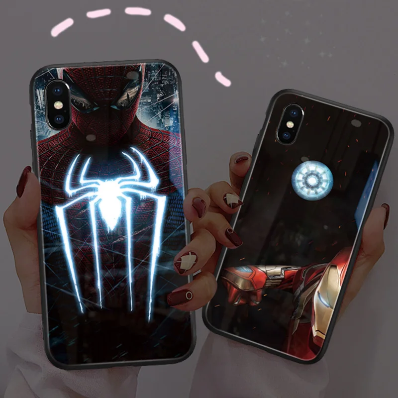 Mofi Smart LED Glowing Phone Case For iPhone 7 8 Cases Cover spider Man for Apple iphone plus case the Avengers Character | Мобильные