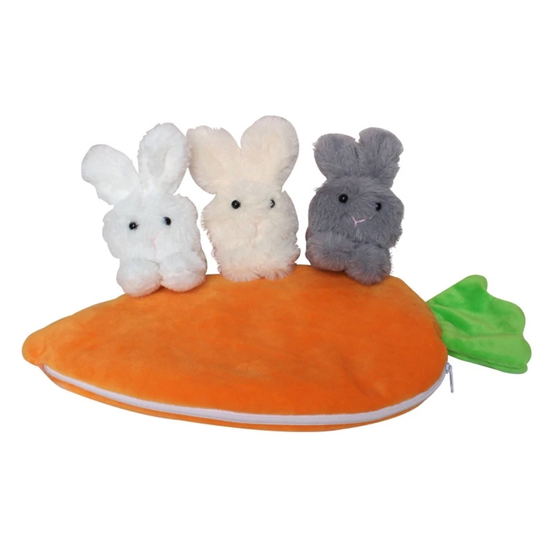 3 Bunnies Dolls in Carrot Bag Set Ornament Plush Rabbit Ornaments Carrot Purse for Home Holiday Festival Decoration Cute Animal
3 Bunnies Dolls in Carrot Bag Set Ornament Plush Rabbit Ornaments Carrot Purse for Home Holiday Festival Decoration Cute Animal
