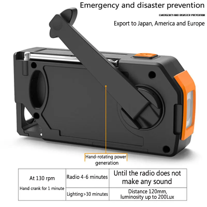 092P emergency disaster prevention solar hand-cranked rechargeable multifunctional radio outdoor emergency flashlight SOS self-h
092P emergency disaster prevention solar hand-cranked rechargeable multifunctional radio outdoor emergency flashlight SOS self-h