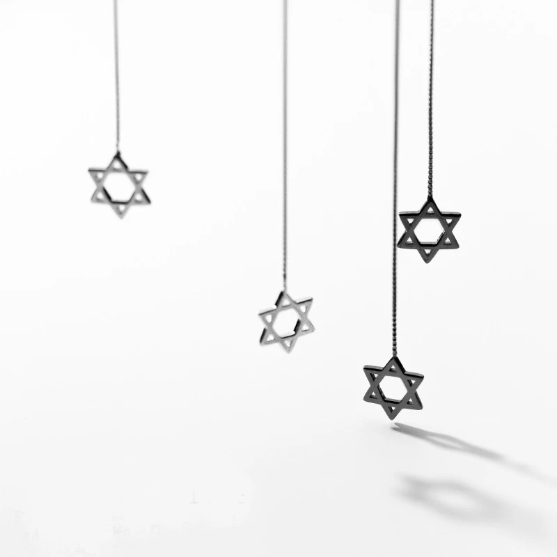 Real 925 Sterling Silver Hollow Star of David Drop Earrings Black Pull Through Threader Earrings for Women Fine Jewelry
Real 925 Sterling Silver Hollow Star of David Drop Earrings Black Pull Through Threader Earrings for Women Fine Jewelry