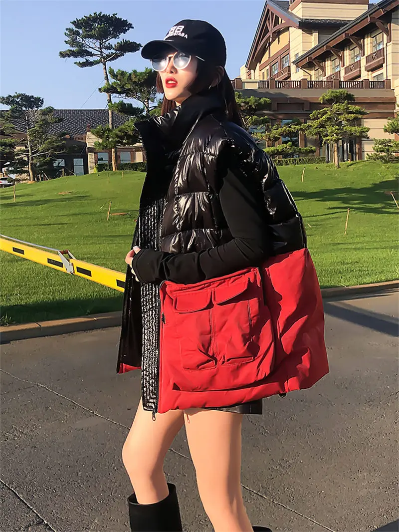 Contrasting Color Fashion Down Cotton Vest Women's Fall Winter Loose Waistcoat Short Padded Jacket Sleeveless Abrigo Mujer M781
Contrasting Color Fashion Down Cotton Vest Women's Fall Winter Loose Waistcoat Short Padded Jacket Sleeveless Abrigo Mujer M781