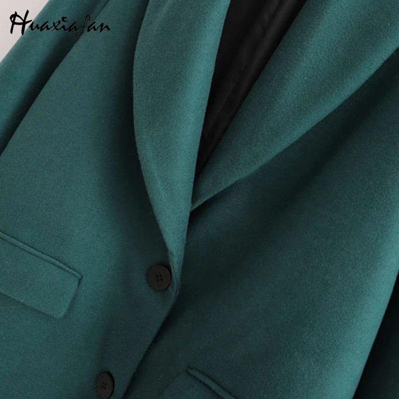 Huaxiafan куртка Женская Зимняя шерстяная смесь кашемир зеленый длинные куртки
