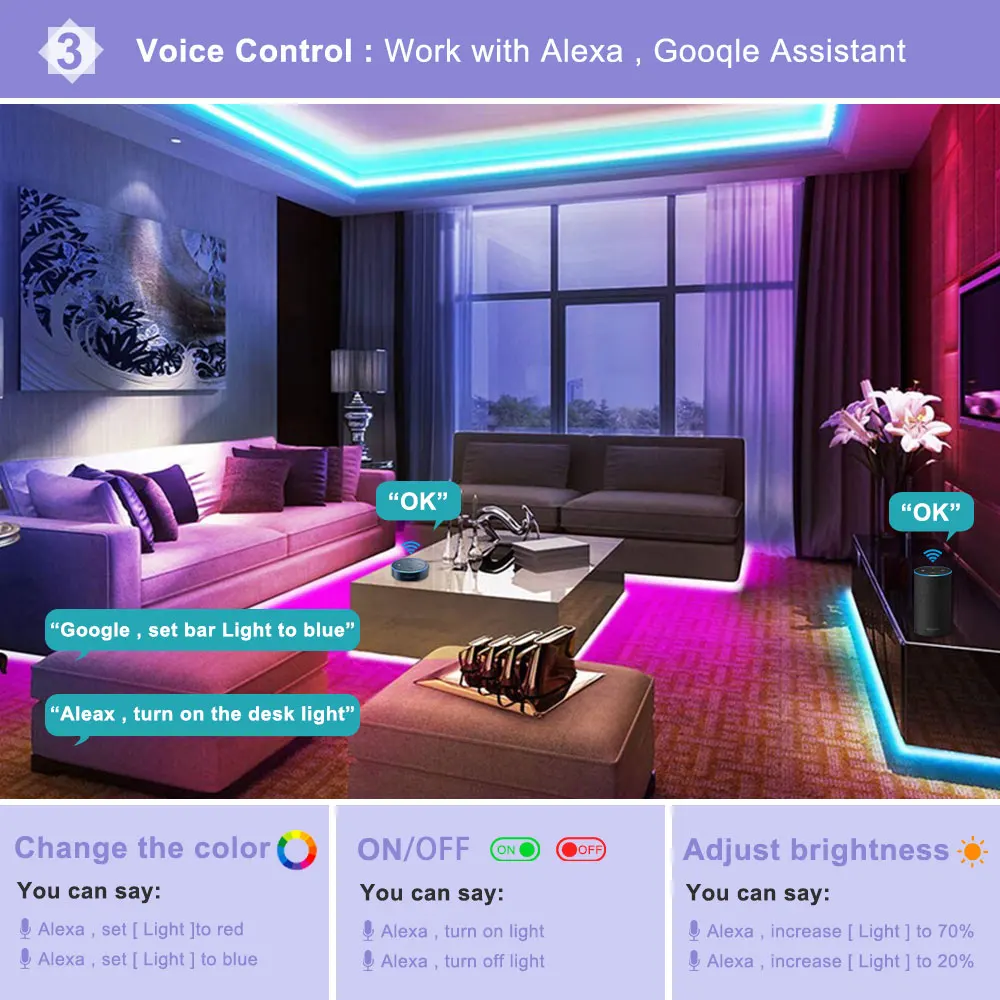 Led Strip Smart Life APP Control Alexa Voice Control RGB 5050 Diode Tape 12V LED Light 5M 7.5M 10M Festoon For Party Holiday
Led Strip Smart Life APP Control Alexa Voice Control RGB 5050 Diode Tape 12V LED Light 5M 7.5M 10M Festoon For Party Holiday