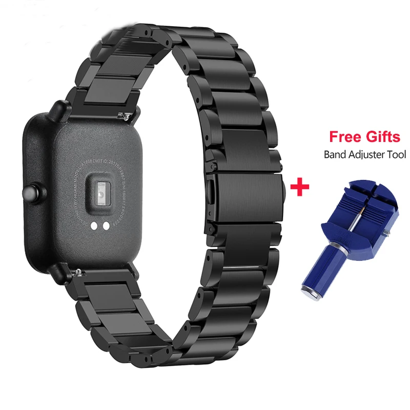20 мм ремешок для Xiaomi Huami Amazfit Youth Смарт часы металлический браслет из нержавеющей