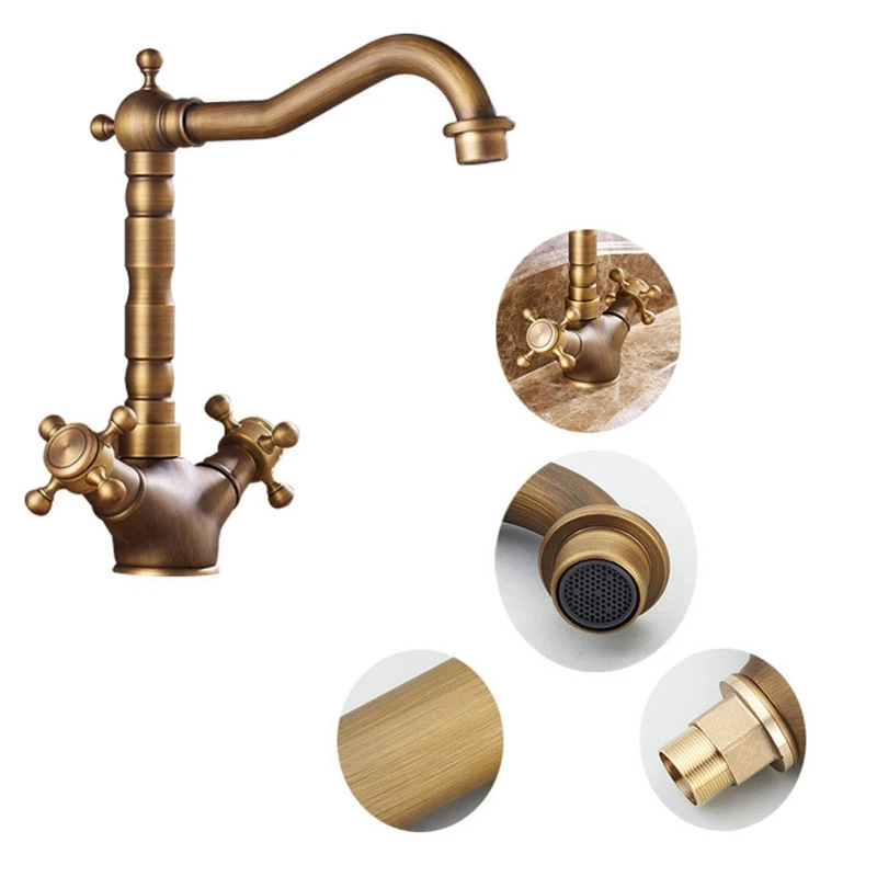 Античный латунный кухонный кран с поворотом на 360 градусов, смеситель для раковины в ванной комнате, кран, аксессуары для домашнего ремонта
Античный латунный кухонный кран с поворотом на 360 градусов, смеситель для раковины в ванной комнате, кран, аксессуары для домашнего ремонта