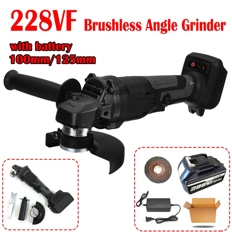 Brushless Cordless Angle Grinder Machine Rechargeable Battery 100/125mm Grinding Metal Wood Cutter Polisher Power Tool withBlade
Brushless Cordless Angle Grinder Machine Rechargeable Battery 100/125mm Grinding Metal Wood Cutter Polisher Power Tool withBlade