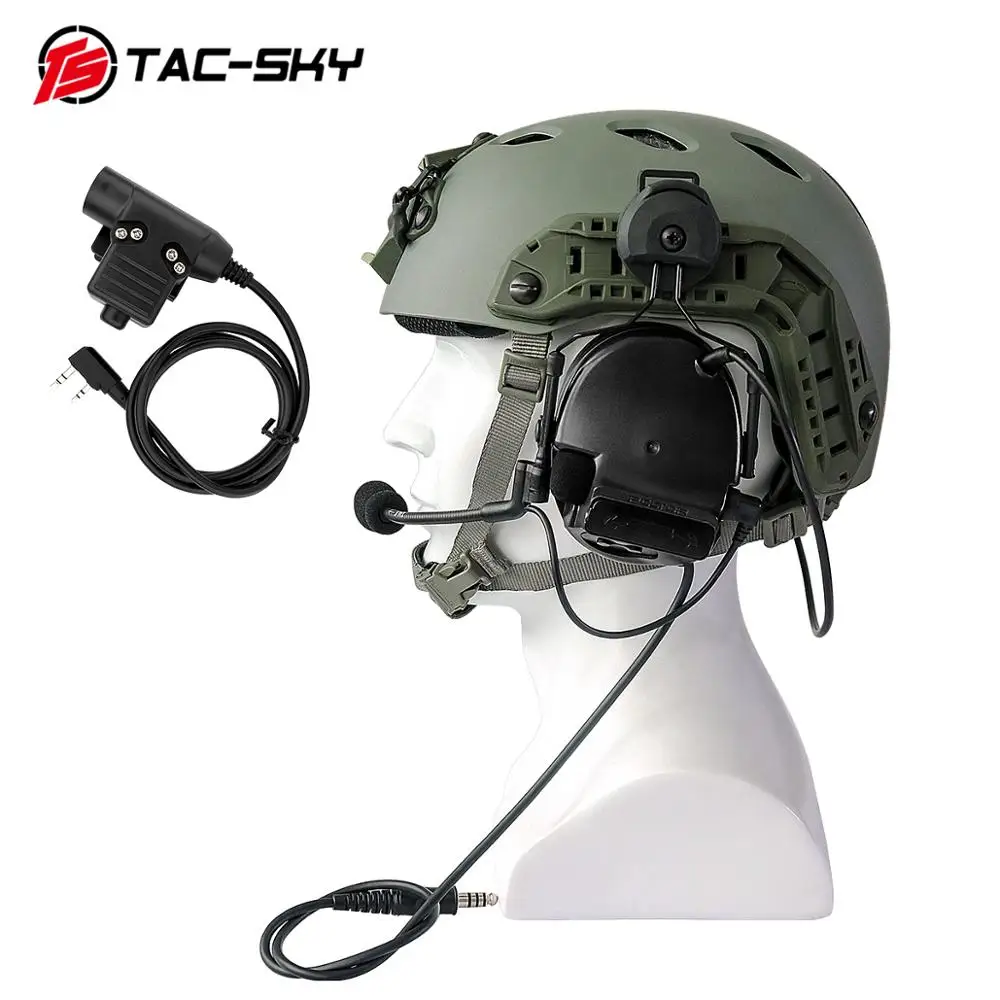 TAC-SKY walkie-talkie PTT U94PTT + COMTAC III helmet bracket silicone earmuff version noise reduction pickup tactical headset BK
TAC-SKY walkie-talkie PTT U94PTT + COMTAC III helmet bracket silicone earmuff version noise reduction pickup tactical headset BK