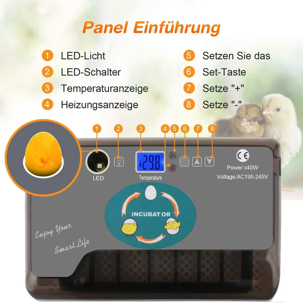 12 Eggs Incubator Time Control Convenient Fully Automatic Brooding Machine Thermostatic LED Lighting Hatcher Machine
12 Eggs Incubator Time Control Convenient Fully Automatic Brooding Machine Thermostatic LED Lighting Hatcher Machine