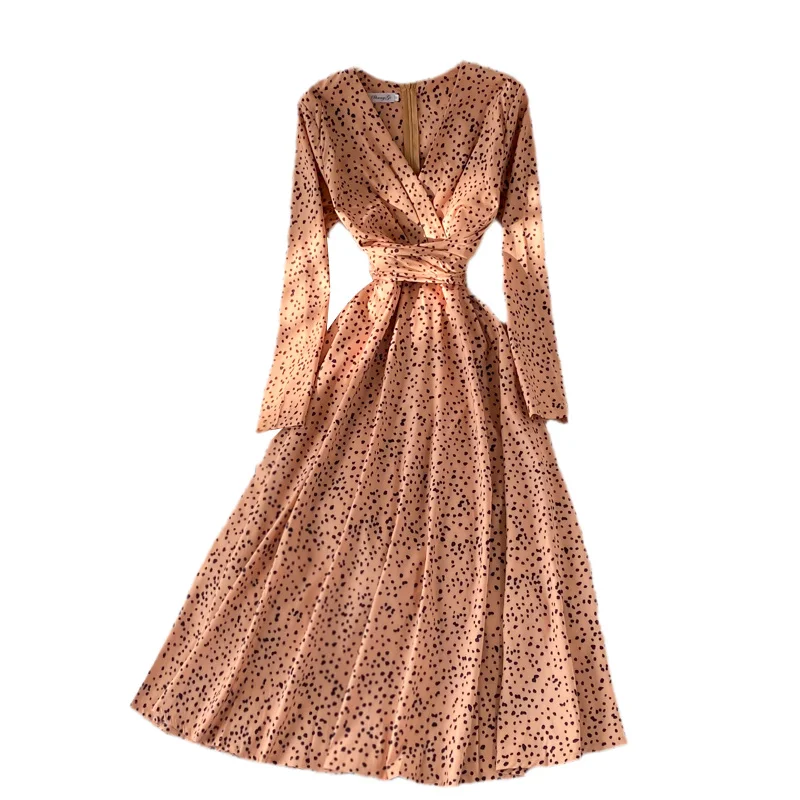 French Big Swing Long Dress 2021 Autumn New Elegant V-Neck Long Sleeve Leopard Printed Waist Close Dresses
French Big Swing Long Dress 2021 Autumn New Elegant V-Neck Long Sleeve Leopard Printed Waist Close Dresses