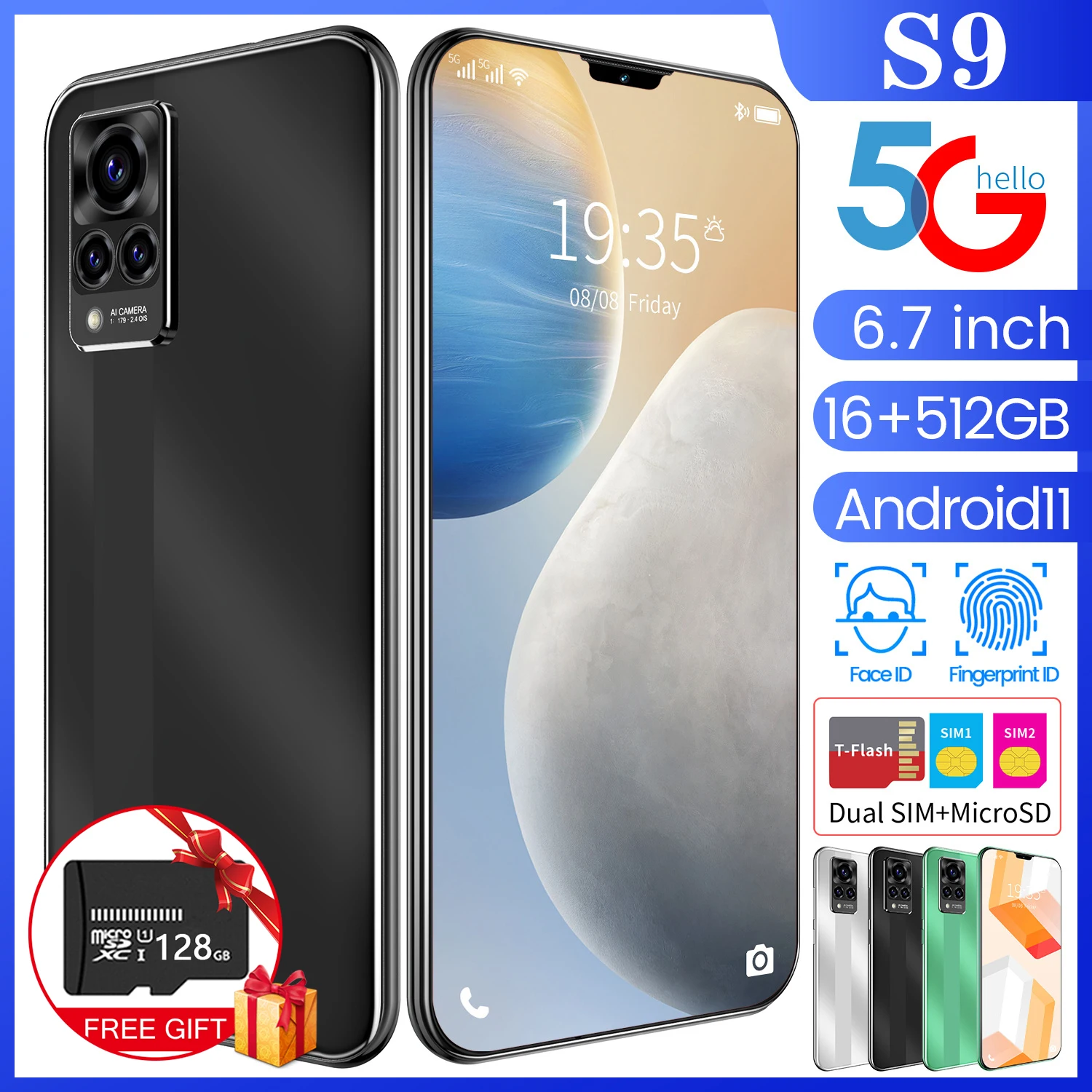 5G Samsug S9 6.7 Inch Global Version 16GB 512GB Android 11.0 6000mAh Mobile Phone Waterdrop HD Screen Cellphone Smartphone GPS
5G Samsug S9 6.7 Inch Global Version 16GB 512GB Android 11.0 6000mAh Mobile Phone Waterdrop HD Screen Cellphone Smartphone GPS