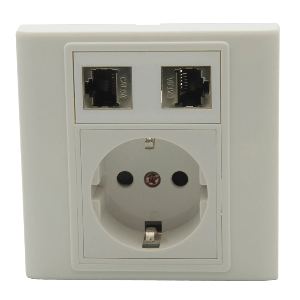 EU 86 Style 2 Ports CAT6A Metal Shield RJ45 1 Port Power outlet Wall Plate Support Customization
EU 86 Style 2 Ports CAT6A Metal Shield RJ45 1 Port Power outlet Wall Plate Support Customization