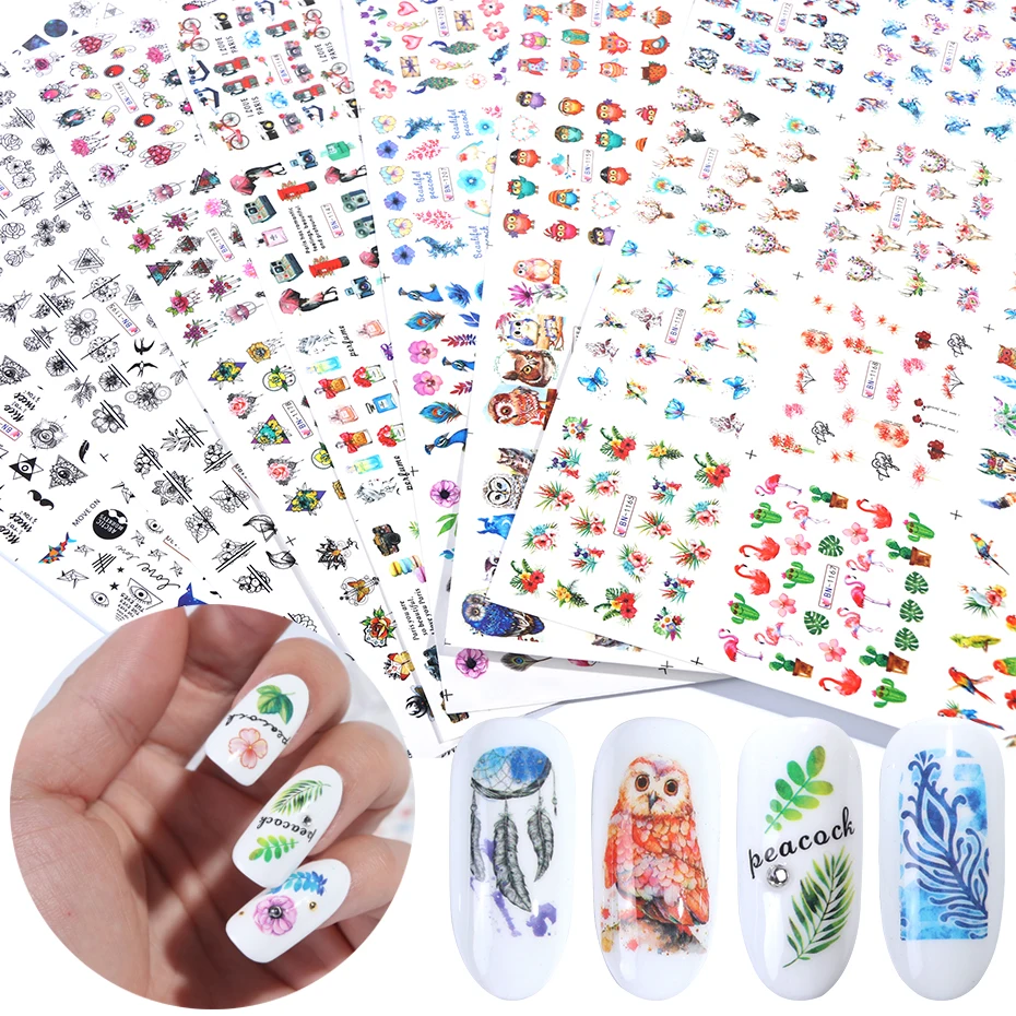 84 шт. смешанный Дизайн Nail Art Наклейки набор наклейки переводятся при помощи воды