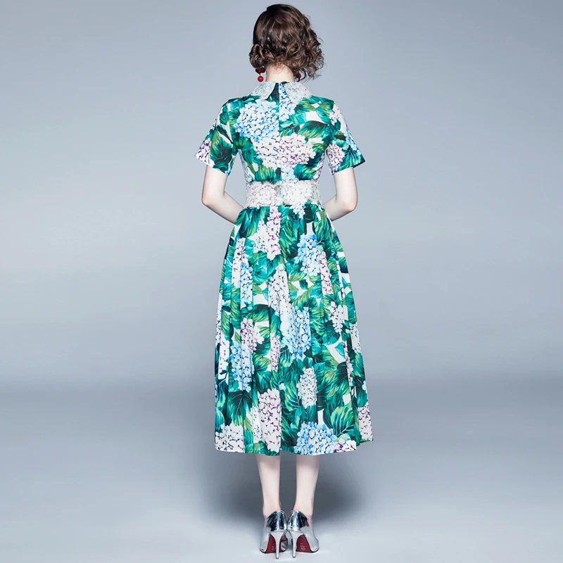 Banulin New Runway Hydrangea Floral Summer Dress Women's Short Sleeve Green Leaves Flower Print Lace Patchwork Chiffon Dresses
Banulin New Runway Hydrangea Floral Summer Dress Women's Short Sleeve Green Leaves Flower Print Lace Patchwork Chiffon Dresses