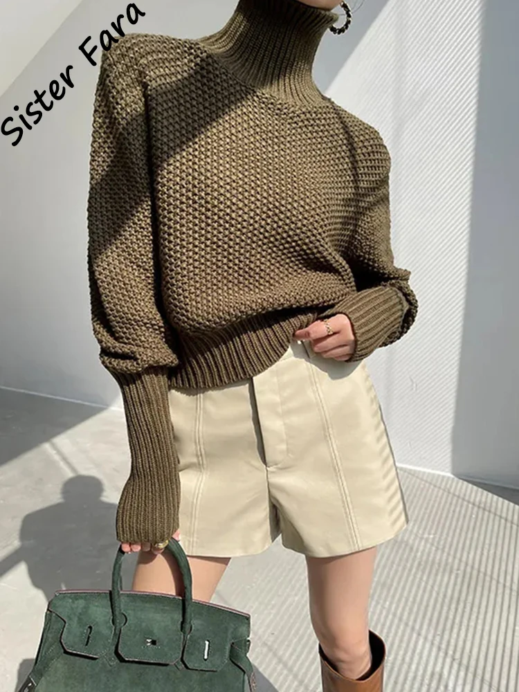 Женский плотный вязаный свитер-водолазка Sister Fara, Повседневная Свободная уличная одежда для осени и зимы, 2022
Женский плотный вязаный свитер-водолазка Sister Fara, Повседневная Свободная уличная одежда для осени и зимы, 2022