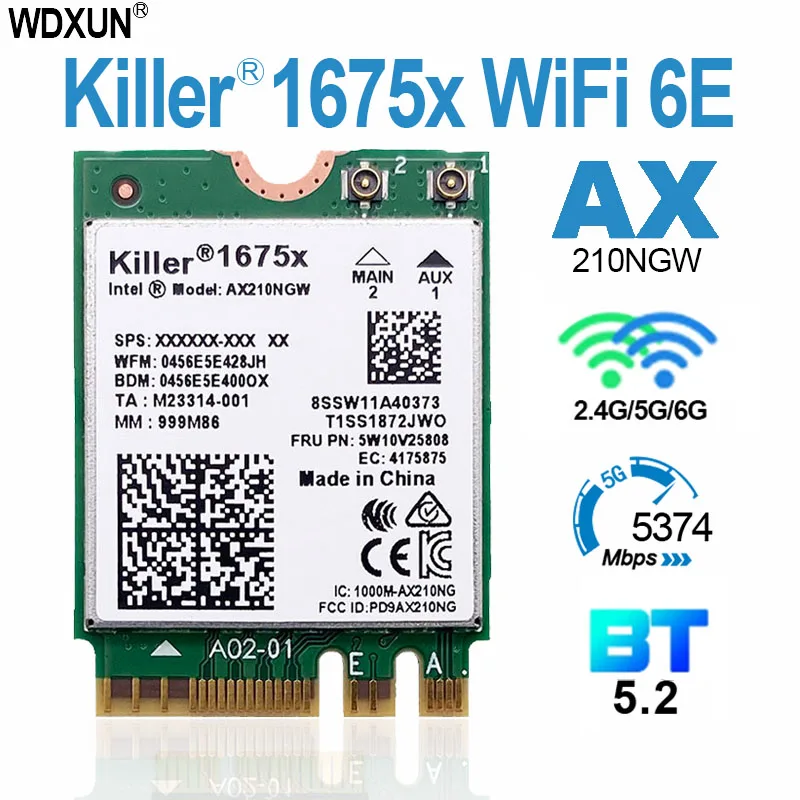 Новая беспроводная сетевая карта Killer 1675x Wi-Fi 6e Intel AX210 AX210NGW killer1675x обновленная Bluetooth