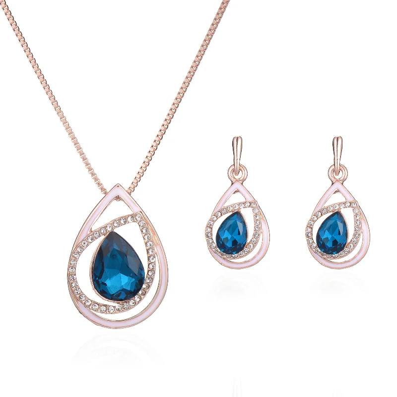 Double Fair Earrings Necklace Jewelry Set For Women Luxury Hollowout Teardrop Rose Gold Color Wedding Jewellry Wholesale 2021
Double Fair Earrings Necklace Jewelry Set For Women Luxury Hollowout Teardrop Rose Gold Color Wedding Jewellry Wholesale 2021