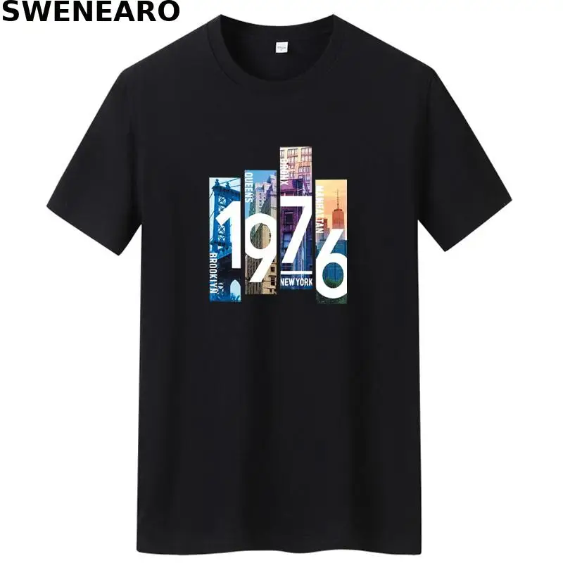 SWENEARO Summer 100% cotton 1976 printed T-shirt men's casual O-neck short-sleeved brand T-shirt men's breathable T-shirt men
SWENEARO Summer 100% cotton 1976 printed T-shirt men's casual O-neck short-sleeved brand T-shirt men's breathable T-shirt men