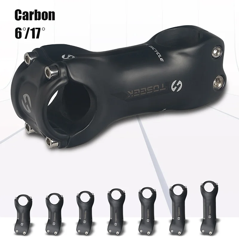 

Mountain Bike Carbon Stem TOSEEK 6/17Degree Stem 31.8mm Handlebar Stems 70/80/90/100/110/120/130mm Black Matt Bicycle Parts