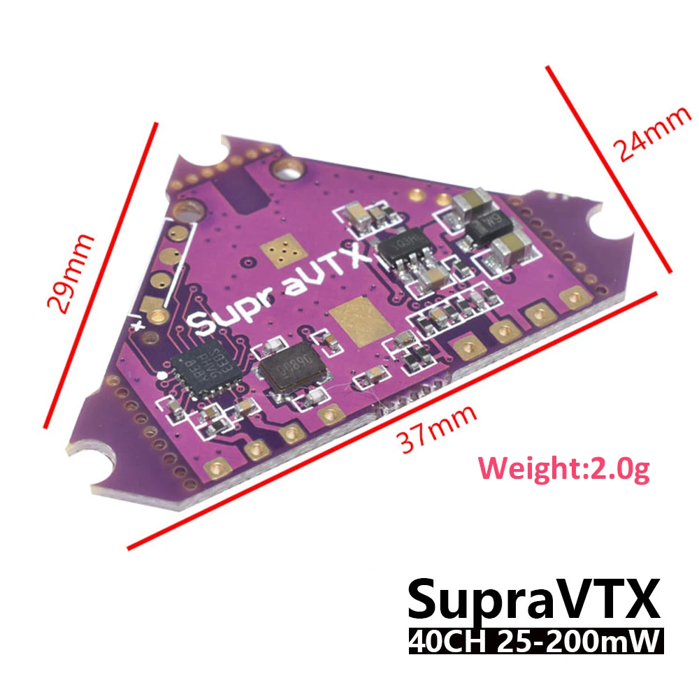 Передатчик Supra VTX 5 8G 40CH 25 мВт 100 200 OSD Регулируемый для матового гоночного