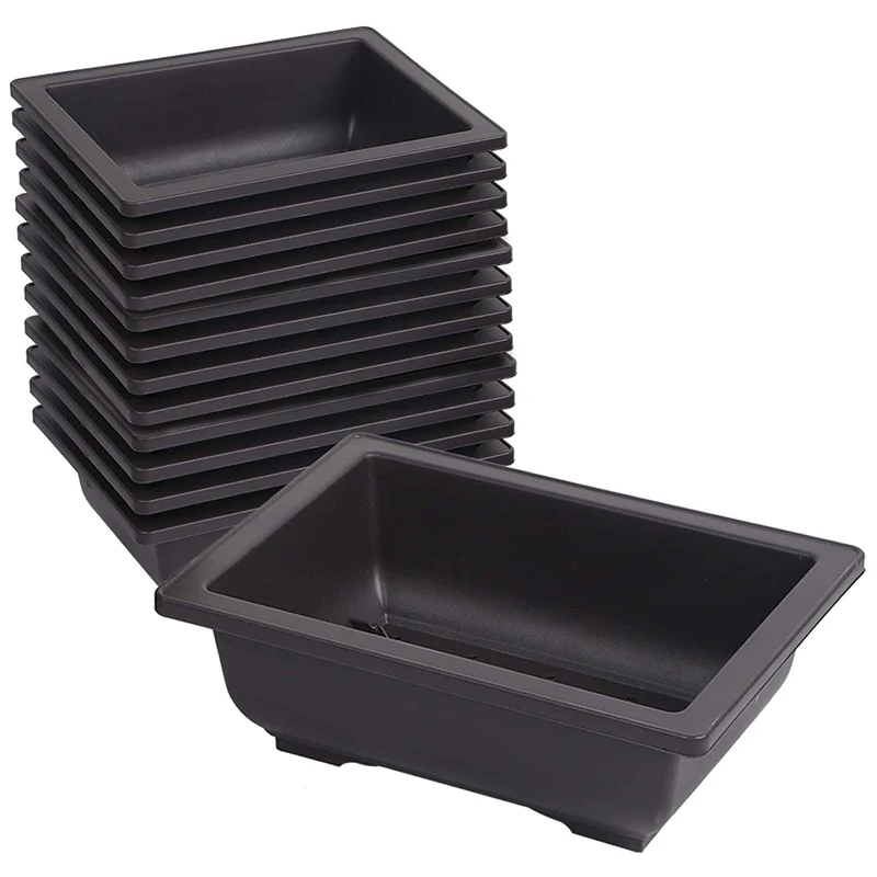 15 PCS Rectangular Plastic Bonsai Training Pot, Flower and Meat Pot Container for Garden, Home Decoration 8 Inches
15 PCS Rectangular Plastic Bonsai Training Pot, Flower and Meat Pot Container for Garden, Home Decoration 8 Inches