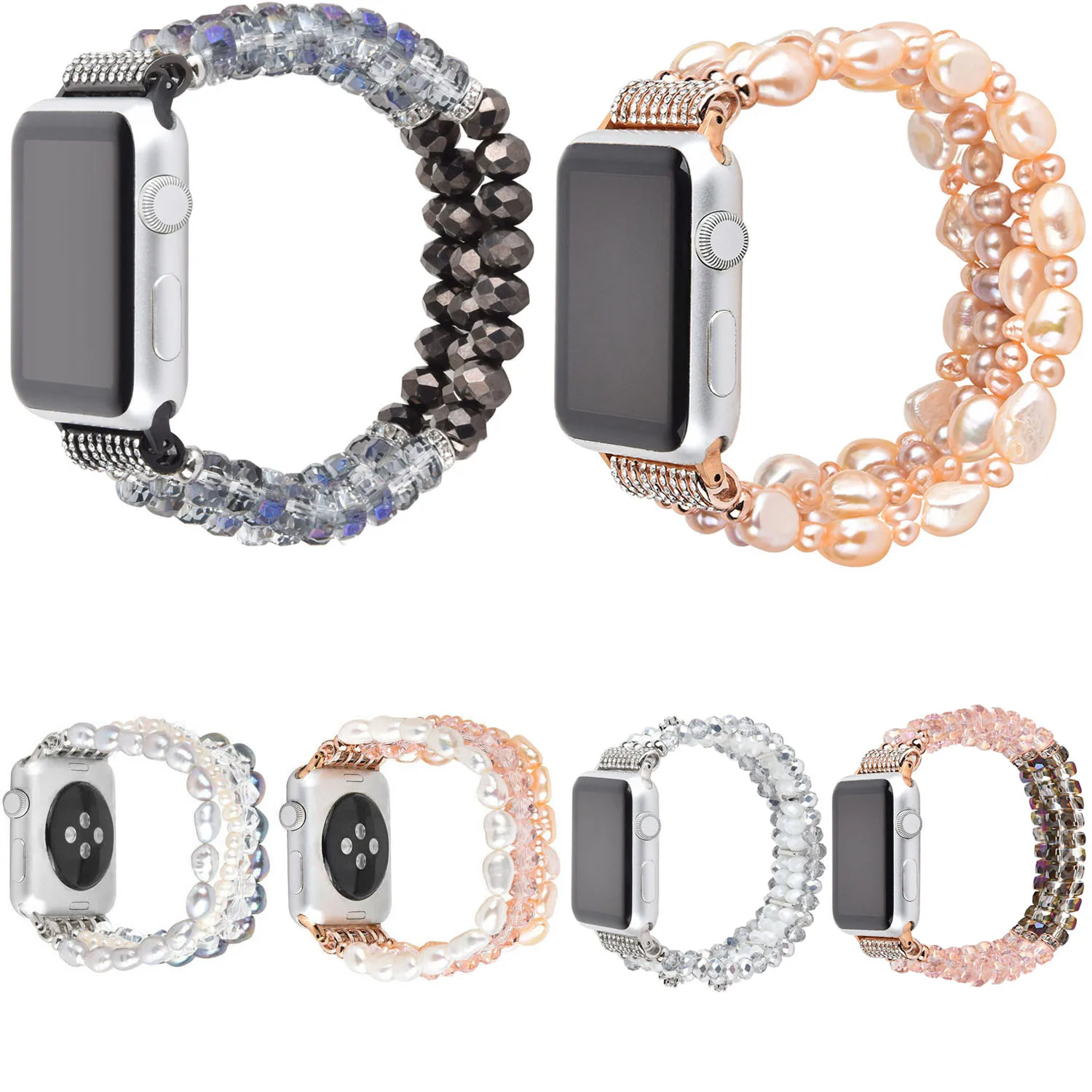 Эластичный браслет с жемчугом и кристаллами для Apple Watch Series 5 4 40 мм 44 Женский