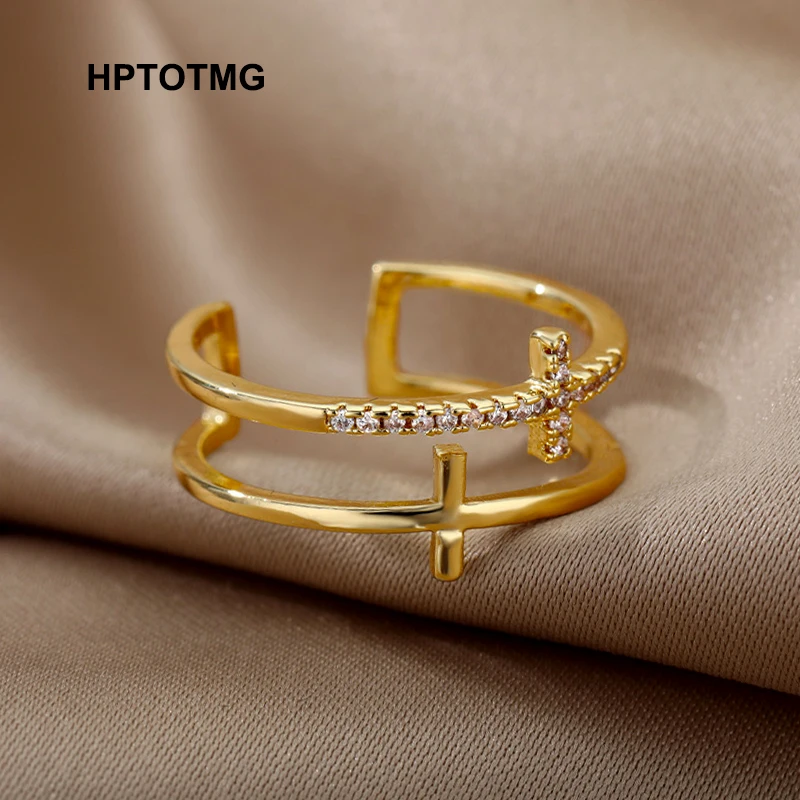 Gold Dual Cross Open Rings for Women Men Vintage Metal Punk Adjustable Couple Rings 2021 Trend Fine Jewelry Accessories Gifts
Gold Dual Cross Open Rings for Women Men Vintage Metal Punk Adjustable Couple Rings 2021 Trend Fine Jewelry Accessories Gifts