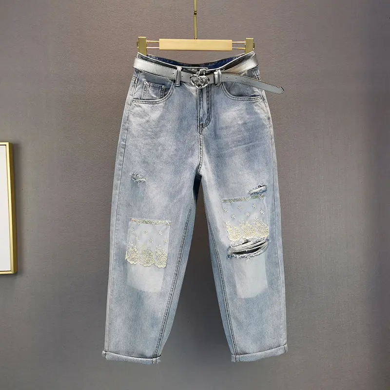 Blue Broken Hole Jeans for Women 2021 Summer New High Waist Loose Hot Drilling Cropped Pants Student Jean Denim Casual Trousers
Blue Broken Hole Jeans for Women 2021 Summer New High Waist Loose Hot Drilling Cropped Pants Student Jean Denim Casual Trousers