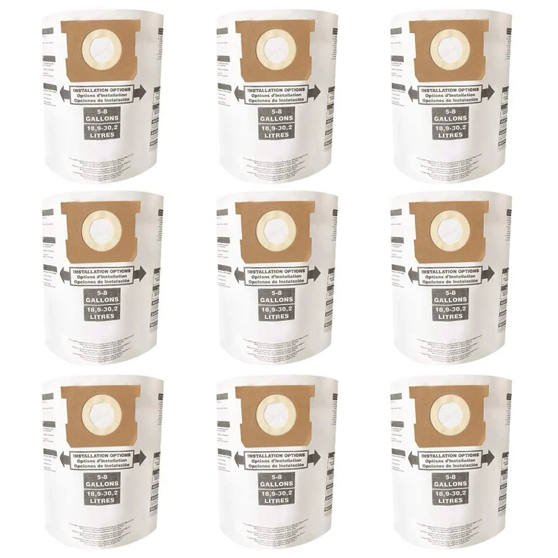 Pack of 9 Replacement Filter Bags for Shop Vac Bags 5-8 Gallon Disposable Collection Filter Bags
Pack of 9 Replacement Filter Bags for Shop Vac Bags 5-8 Gallon Disposable Collection Filter Bags