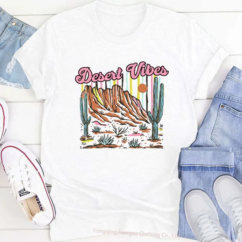 High Quality Harajuku Short Sleeve Custom Printed Desert Vibes Soft Cotton Plus Size Vintage Graphic Aesthetic Women T-Shirt
High Quality Harajuku Short Sleeve Custom Printed Desert Vibes Soft Cotton Plus Size Vintage Graphic Aesthetic Women T-Shirt