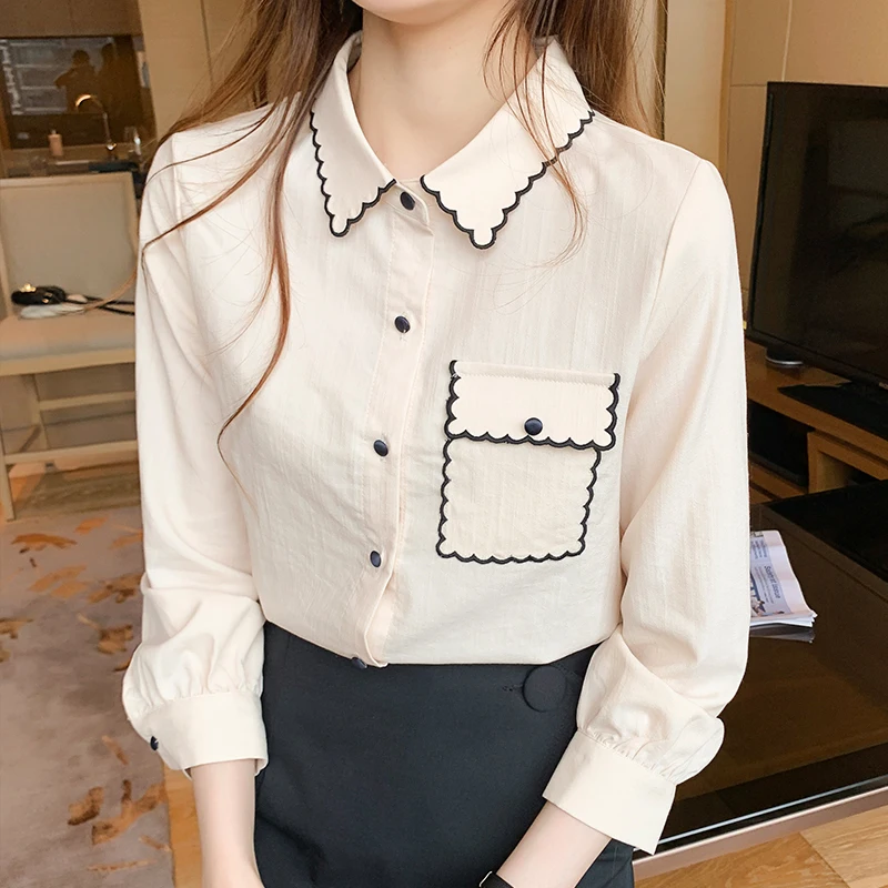 Женская офисная блузка shintimes, на пуговицах, с длинным рукавом, женская одежда, топы, корейские модные рубашки, женские блузки, Chemisier Femme
Женская офисная блузка shintimes, на пуговицах, с длинным рукавом, женская одежда, топы, корейские модные рубашки, женские блузки, Chemisier Femme