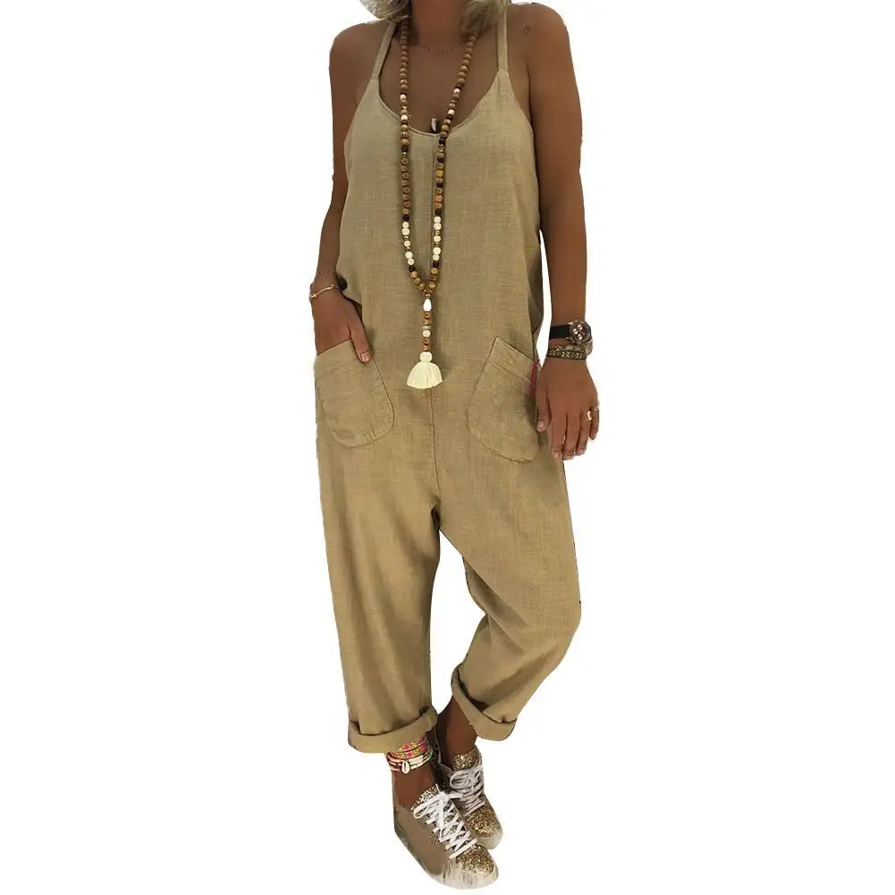 Fashion Women Jumpsuits Sleeveless Dungarees Halter Pockets Loose Baggy Pants Jumpsuit Bib Overall Брючные костюмы 2021
Fashion Women Jumpsuits Sleeveless Dungarees Halter Pockets Loose Baggy Pants Jumpsuit Bib Overall Брючные костюмы 2021