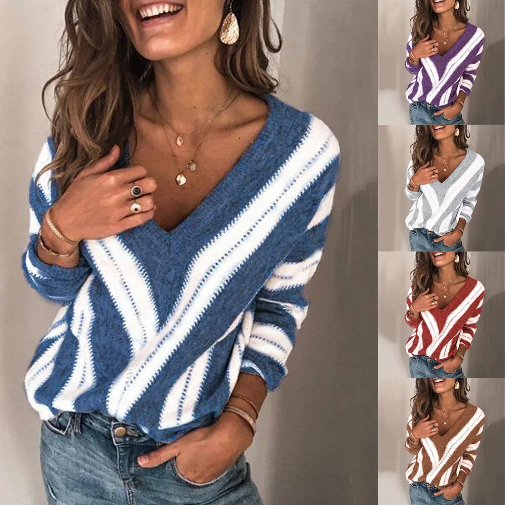 2021 New Women Striped Print Slim Long Sleeve Casual Sweater Spring and Autumn All-match V-neck Fashion Simple Sweater свитер
2021 New Women Striped Print Slim Long Sleeve Casual Sweater Spring and Autumn All-match V-neck Fashion Simple Sweater свитер