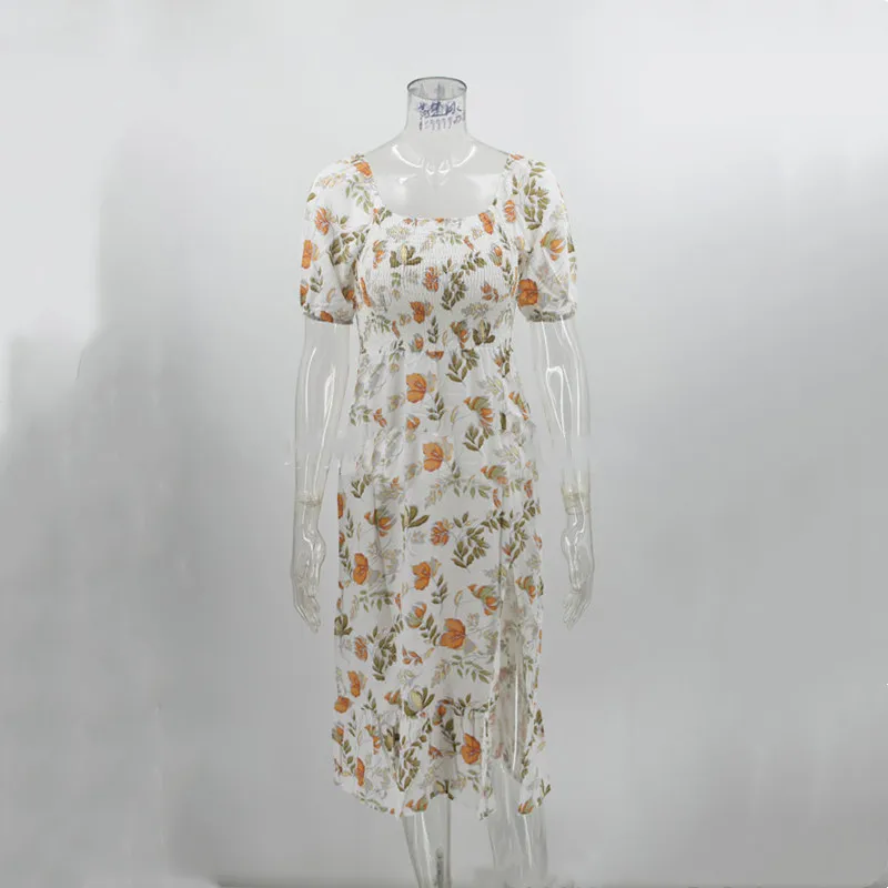 Summer Women's Sexy Square Collar Floral Printed High Split Dress 2021 Fashion Short Sleeve Ruffle Stitching Maxi Dress Femme
Summer Women's Sexy Square Collar Floral Printed High Split Dress 2021 Fashion Short Sleeve Ruffle Stitching Maxi Dress Femme