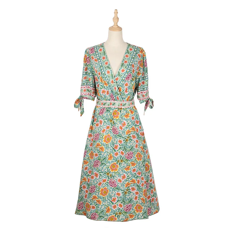2021 Spring New Print Dress Women Casual V Neck High Waist Half Sleeve Floral Dress For Women Holiday Style Summer Dress
2021 Spring New Print Dress Women Casual V Neck High Waist Half Sleeve Floral Dress For Women Holiday Style Summer Dress