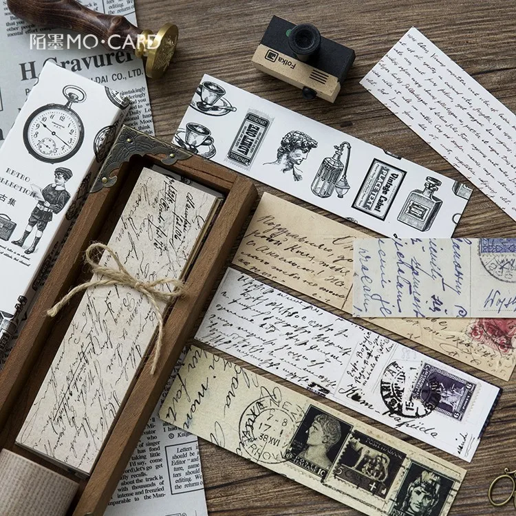 

TPST 30pcs/box Vintage Retro Style Clock Newspaper Map Bookmarks for Novelty Book Reading Maker Page Creative Paper Bookmark