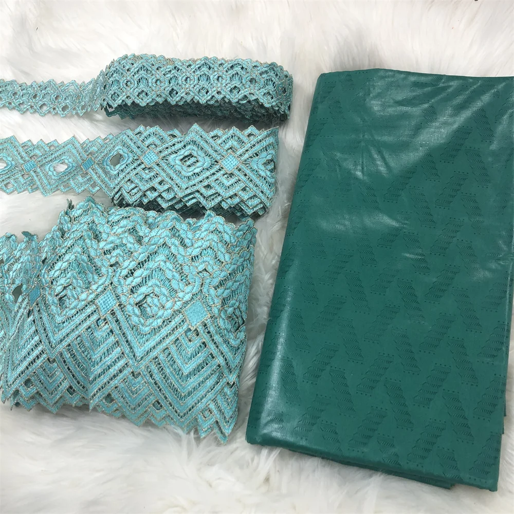 African Cotton teal green Bazin Riche Fabric 5yards fabric with 15yards cord lace matching guipure lace fabric with bazin
African Cotton teal green Bazin Riche Fabric 5yards fabric with 15yards cord lace matching guipure lace fabric with bazin