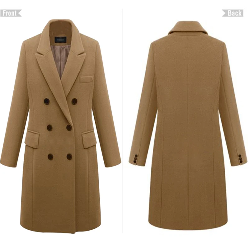 Autumn Winter Coat Women 2020 Casual Wool Solid Jackets Blazers Female Elegant Double Breasted Long Coat Ladies Plus Size 5XL 
Autumn Winter Coat Women 2020 Casual Wool Solid Jackets Blazers Female Elegant Double Breasted Long Coat Ladies Plus Size 5XL