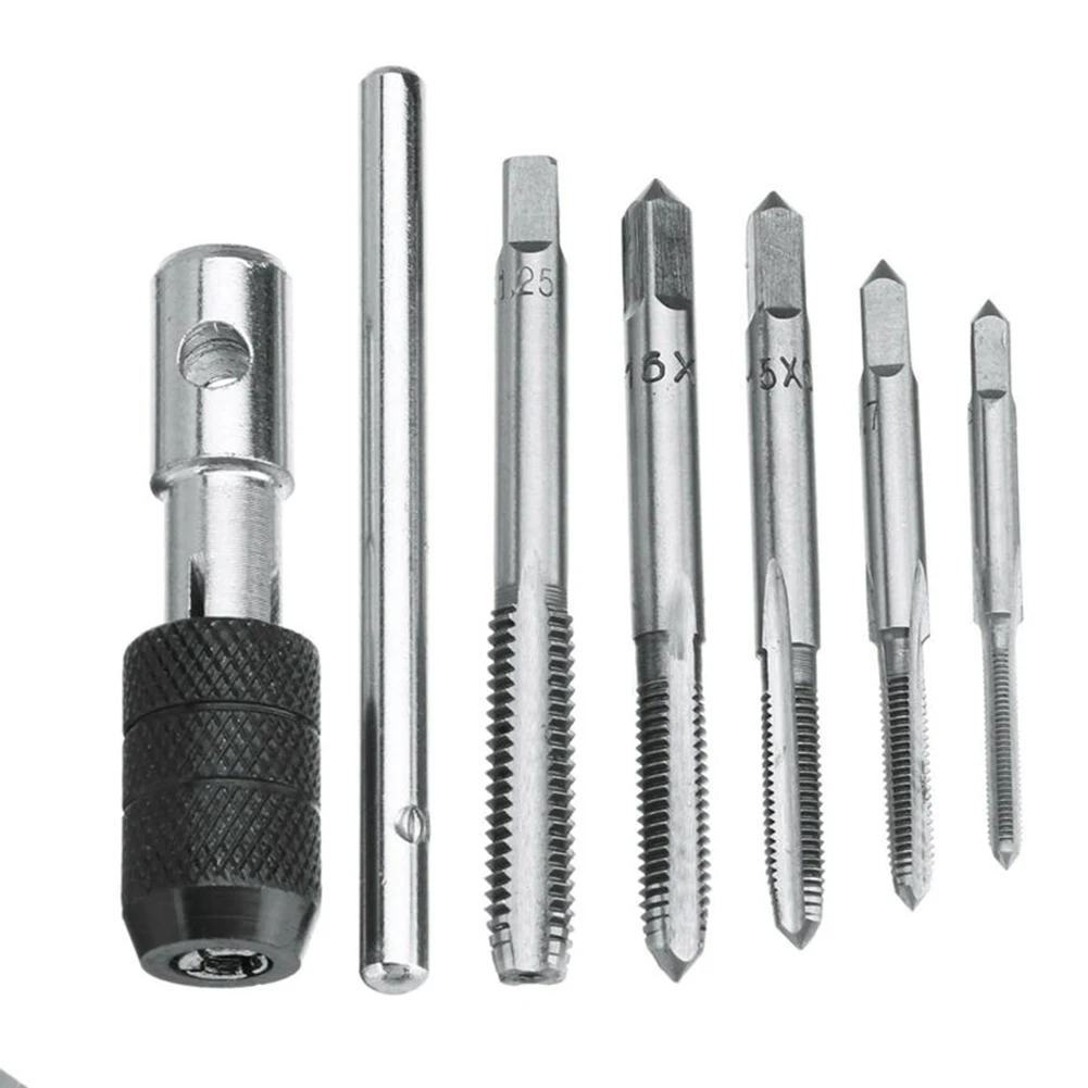 6pcs M3-M8 Tap Drill Set T Handle Ratchet Tap Wrench Machinist Tool With Screw For Shrinking Hand Tool
6pcs M3-M8 Tap Drill Set T Handle Ratchet Tap Wrench Machinist Tool With Screw For Shrinking Hand Tool