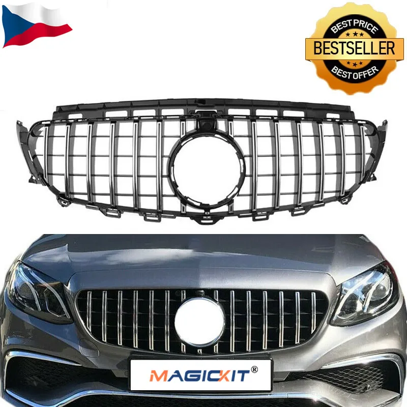 Magiccat для Mercedes E Class W213 E200 E250 E300 2016-2018 хром + черный GT R Стиль Передняя решетка гриль 
Magiccat для Mercedes E Class W213 E200 E250 E300 2016-2018 хром + черный GT R Стиль Передняя решетка гриль