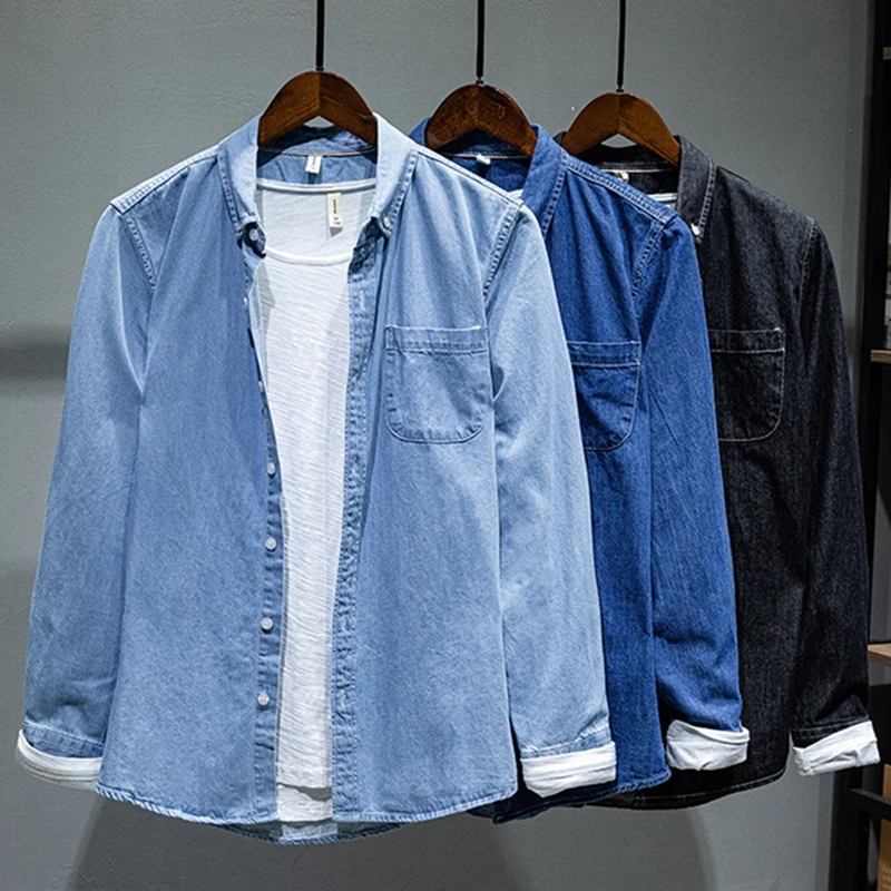 S-XXXXL 100% Cotton Men's Denim Long Sleeve Shirt Four Seasons New Business Fashion Retro Casual Shirt Jacket Male Brand Clothes
S-XXXXL 100% Cotton Men's Denim Long Sleeve Shirt Four Seasons New Business Fashion Retro Casual Shirt Jacket Male Brand Clothes