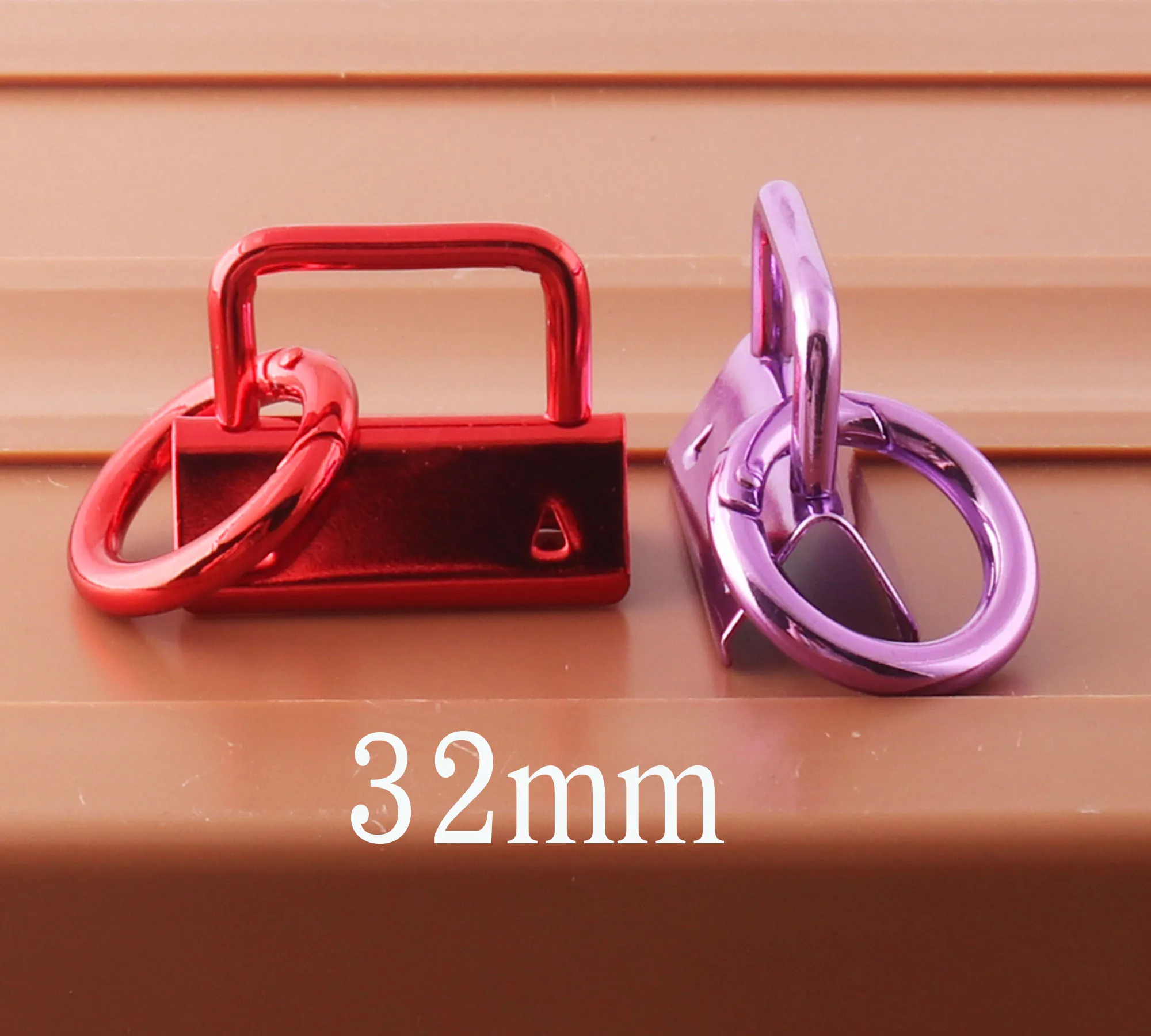 

32mm Red Purple Key Fob Hardware with Spring Rings Spring Gate Ring Plated Key Fobs 1 1/4 inches 2-6 sets